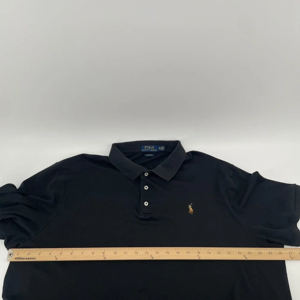 Polo Ralph Lauren Polo Shirt Mens XXL Black Classic Fit Cotton Pony Logo